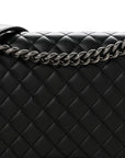 Lambskin Quilted New Medium Boy Flap Black