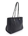 Mixed Fibers Calfskin Small Deauville Tote Black