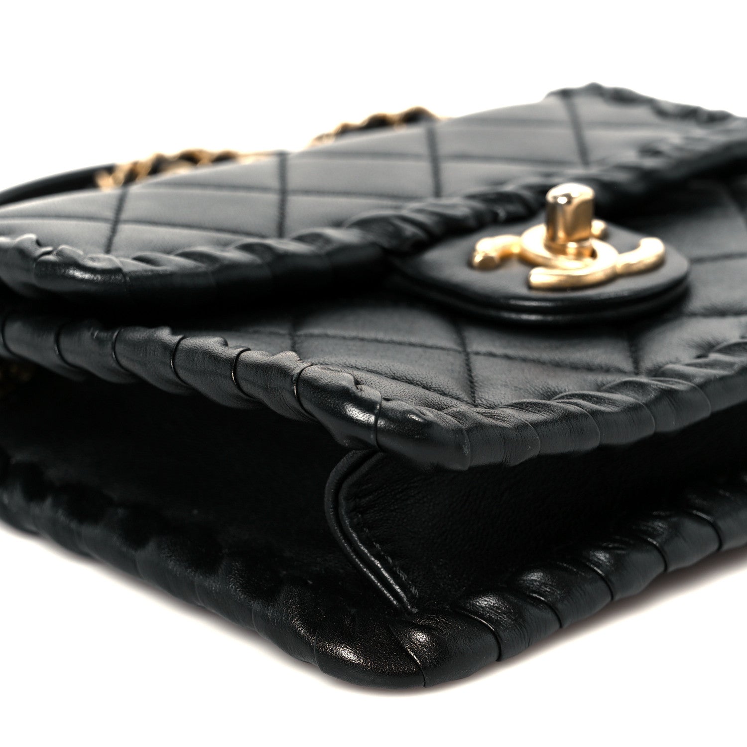 Calfskin Braided Mini My Own Frame Flap Black