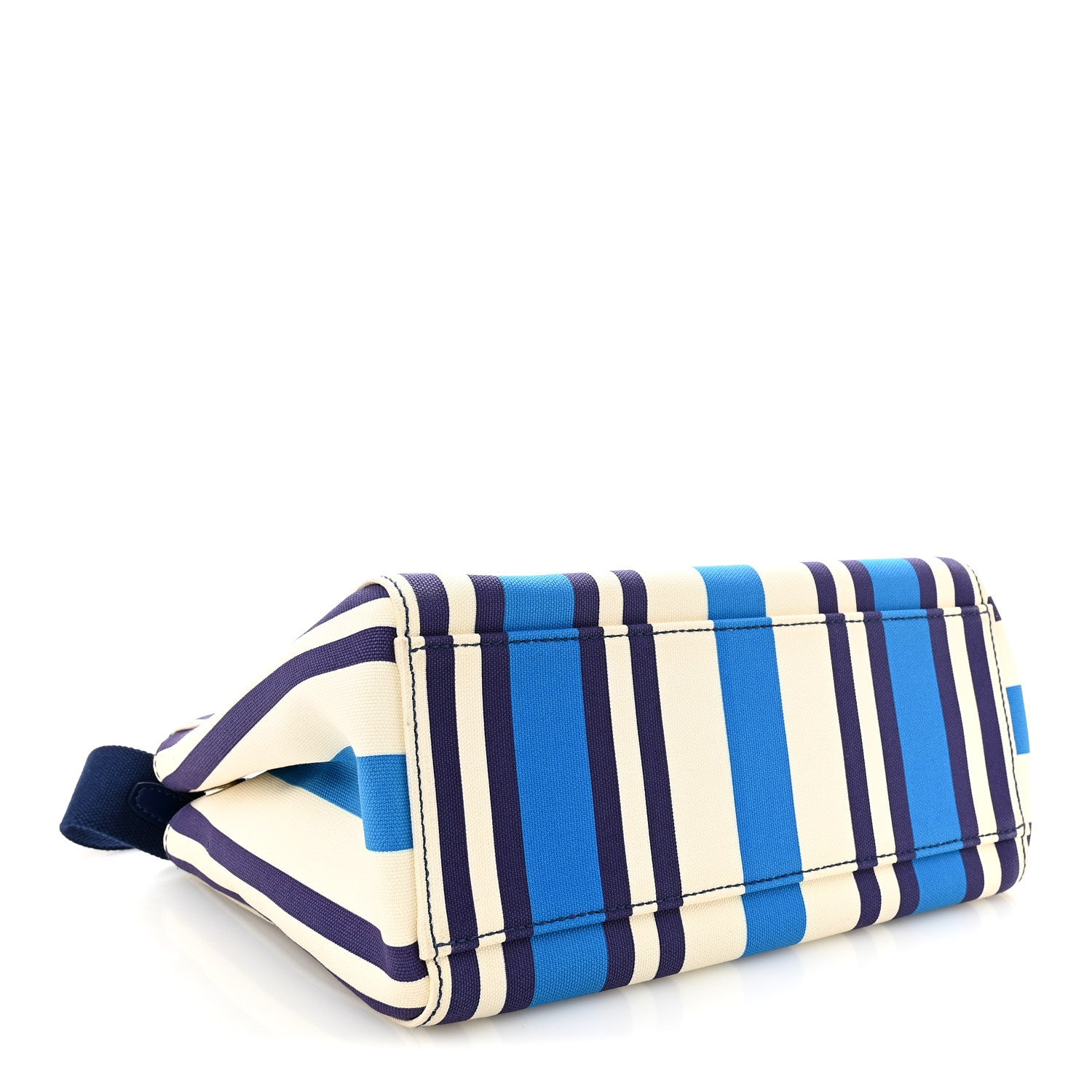 Canapa Vitello Striped Small Tote Turchese