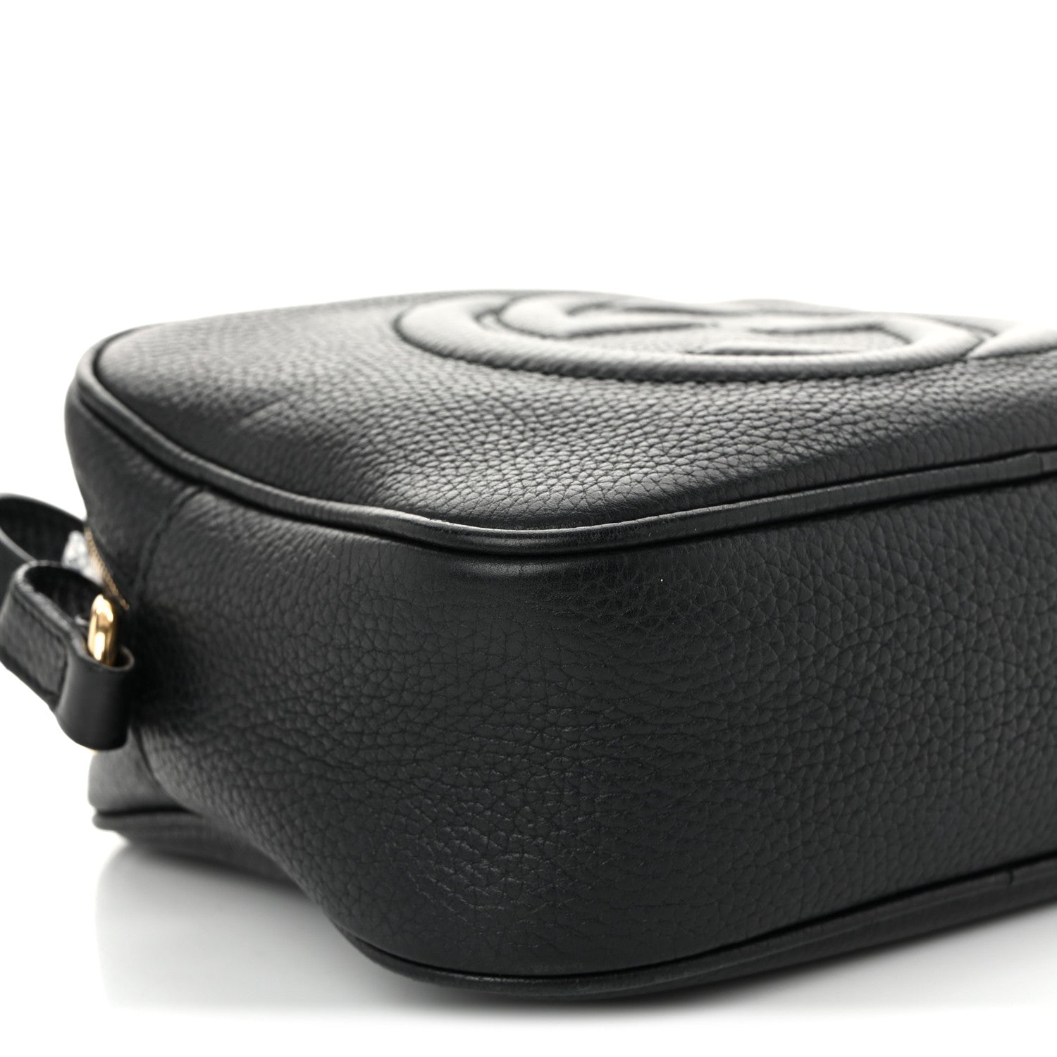 Pebbled Calfskin Small Soho Disco Bag Black