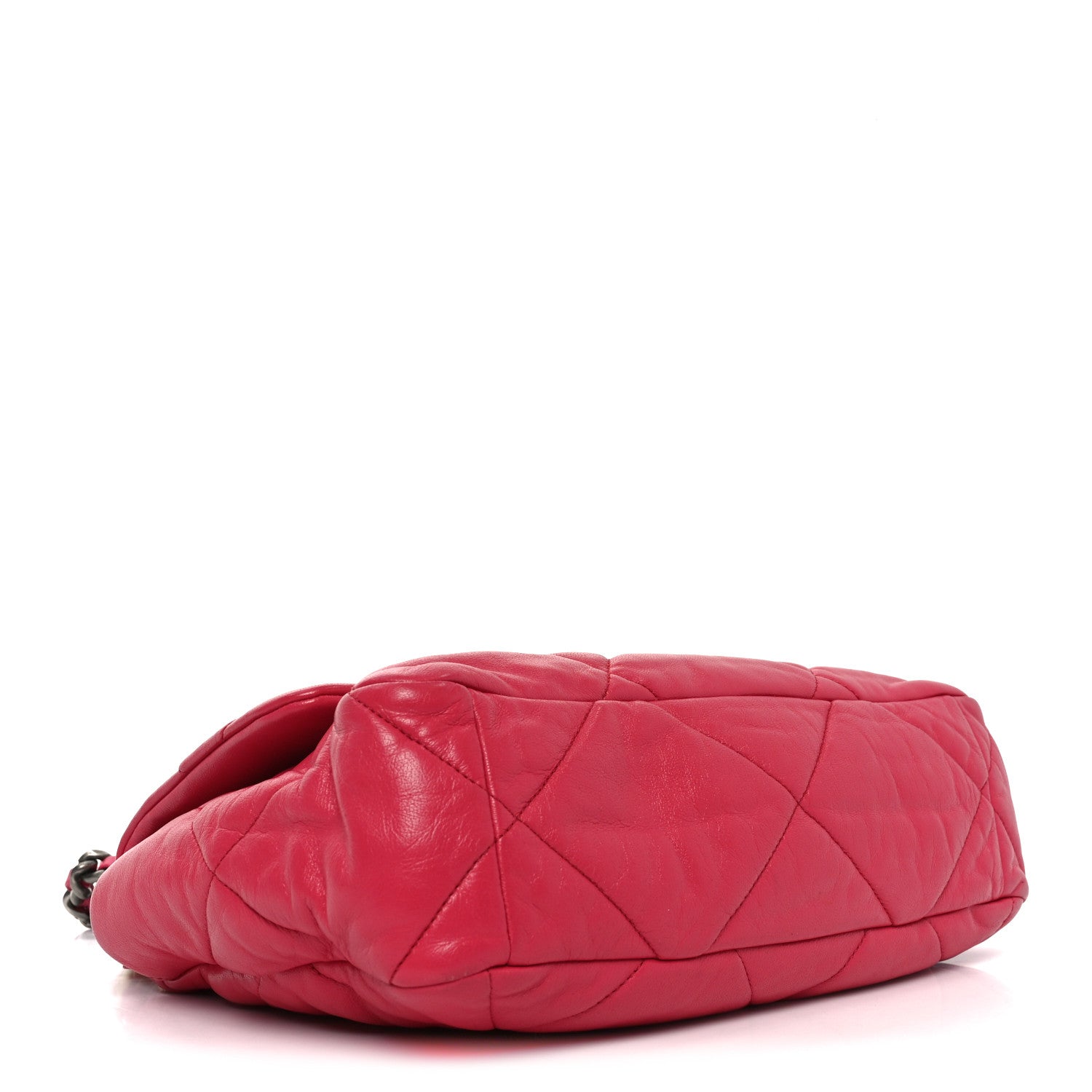 Goatskin Quilted Large CHNL 19 Flap Dark Pink
