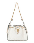 Braided Raffia Calfskin Quilted Small CHNL 25 Handbag White Black