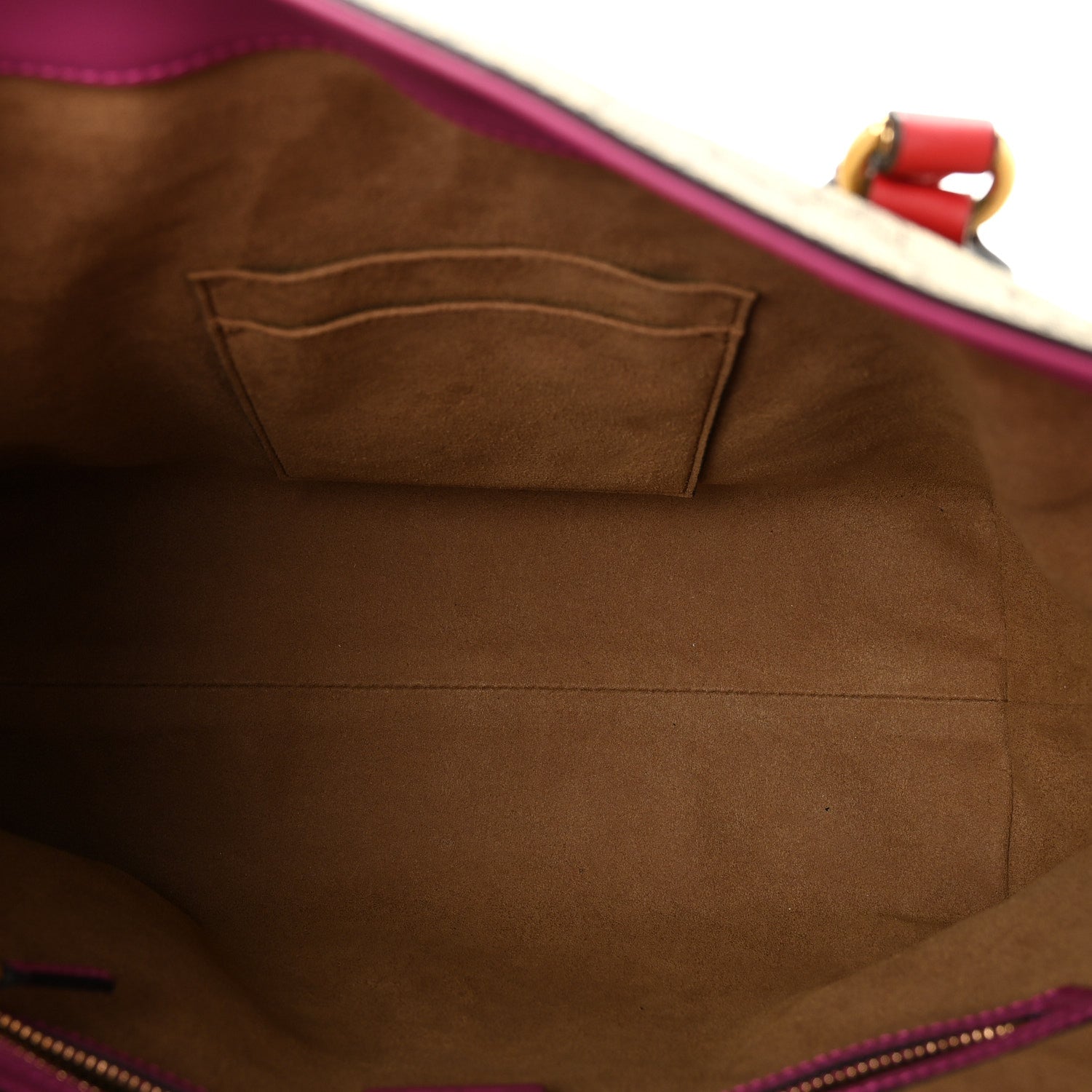 GG Supreme Monogram Linea A Foldover Tote Beige Hibiscus Red New Rosette