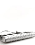 Metallic Lambskin Intrecciato Long Andiamo Top Handle Clutch Silver