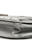 Metallic Nappa Matelasse Chain Crossbody Silver
