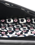 Lambskin Quilted Enamel CC Wallet On Chain WOC Black