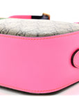 GG Supreme Monogram Textured Dollar Calfskin Web Ophidia Small Crossbody Bag Beige Ebony Fuchsia
