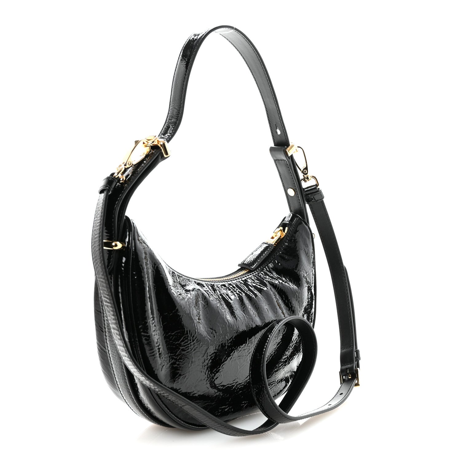 Patent Naplak Arque Shoulder Bag Black