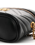 Calfskin Matelasse Chevron Mini GG Marmont Top Handle Bag Black