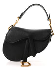 Grained Calfskin Mini Saddle Bag Black
