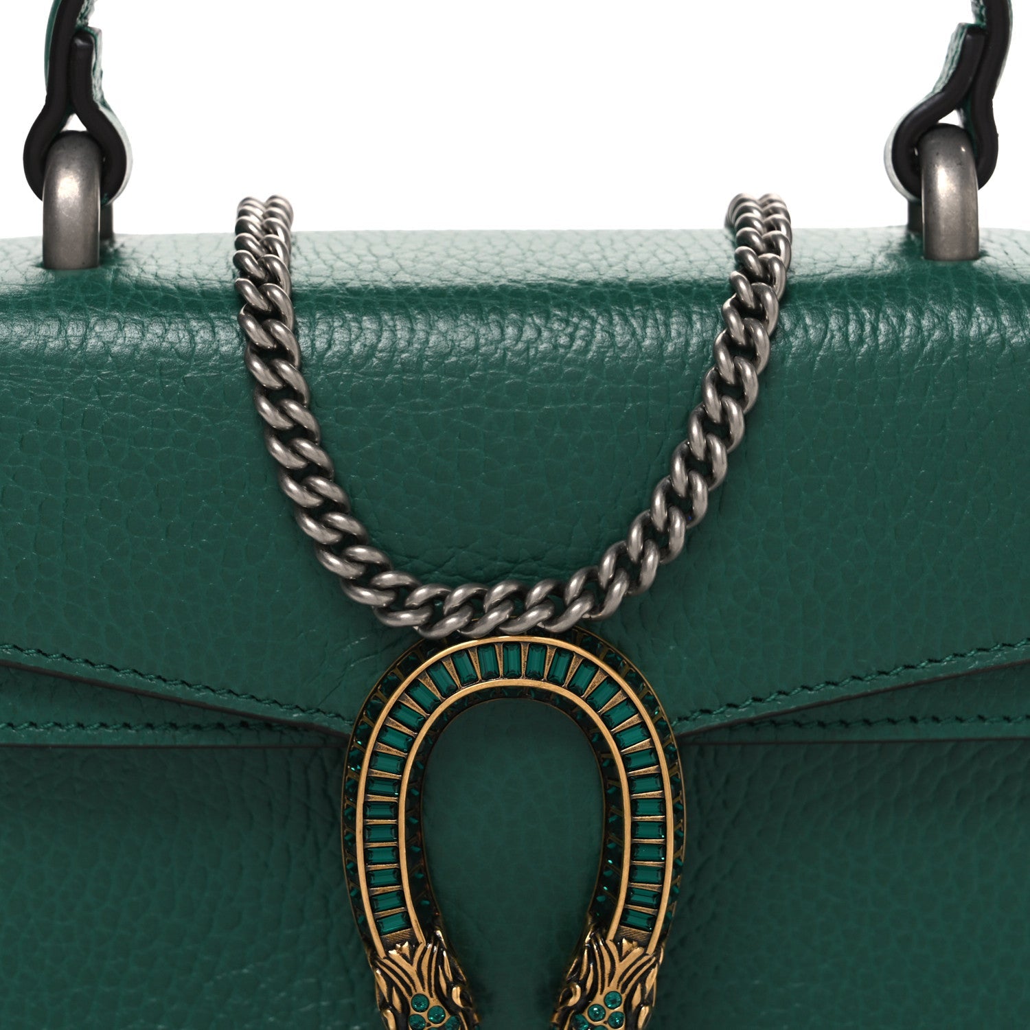 Dollar Calfskin Crystal Mini Dionysus Top Handle Bag Emerald