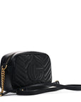 Calfskin Matelasse Small GG Marmont Chain Shoulder Bag Black