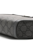 GG Supreme Monogram Textured Dollar Calfskin Web Small Ophidia Shoulder Bag  Grey Black Graphite Grey