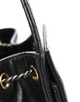 Shiny Crumpled Calfskin Quilted Small CHNL 25 Handbag Black