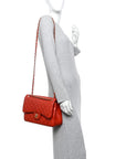 Pearly Caviar Quilted Jumbo Double Flap Orange