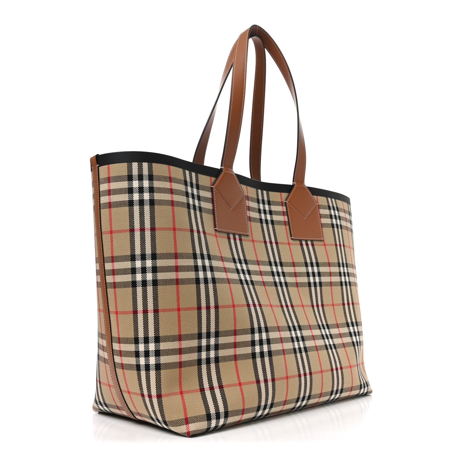 Cotton Vintage Check Large London Tote Bag Briar Brown Black