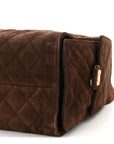 Suede Quilted Medium CHNL 25 Handbag Dark Brown
