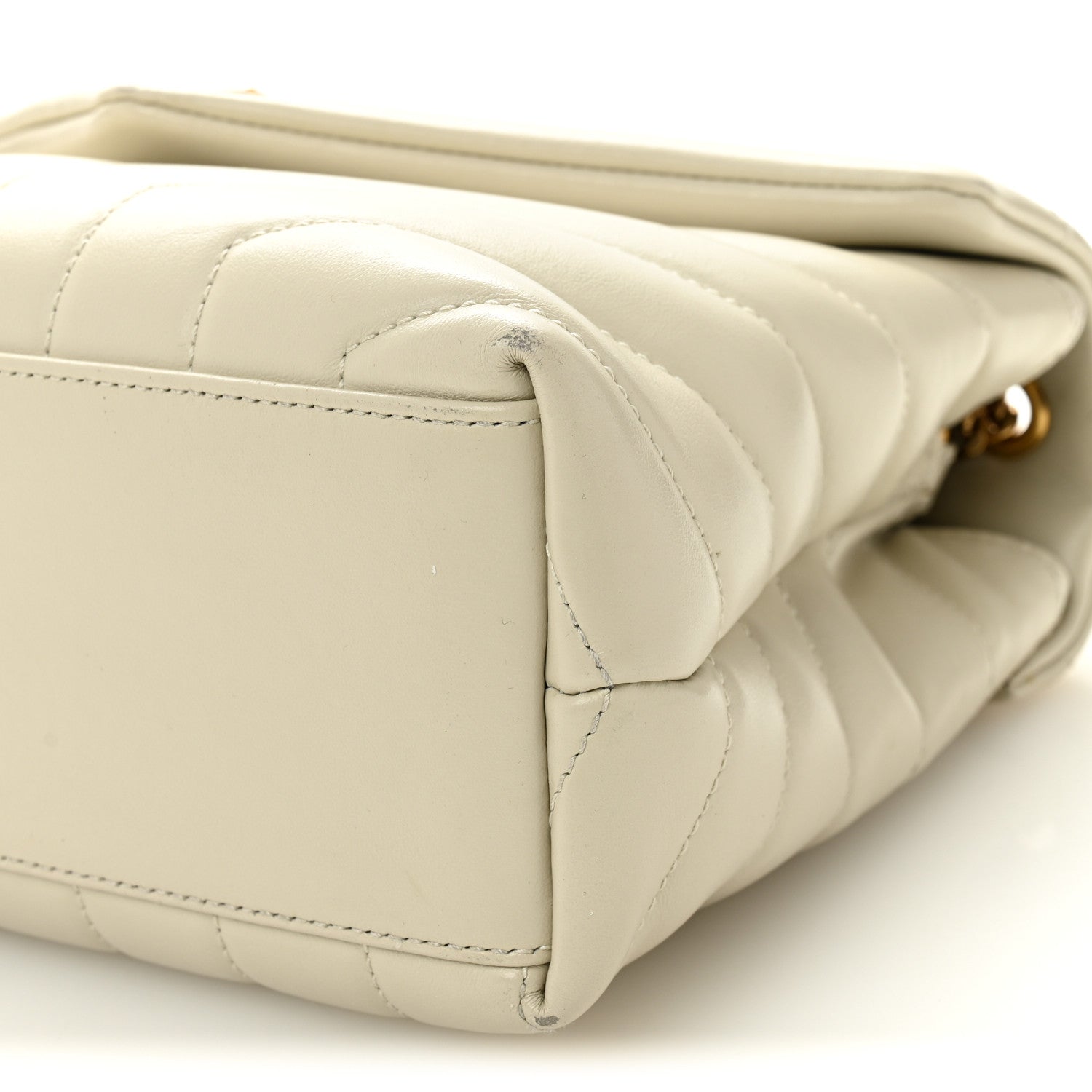 Calfskin Y Quilted Monogram Small Loulou Chain Satchel Blanc Vintage