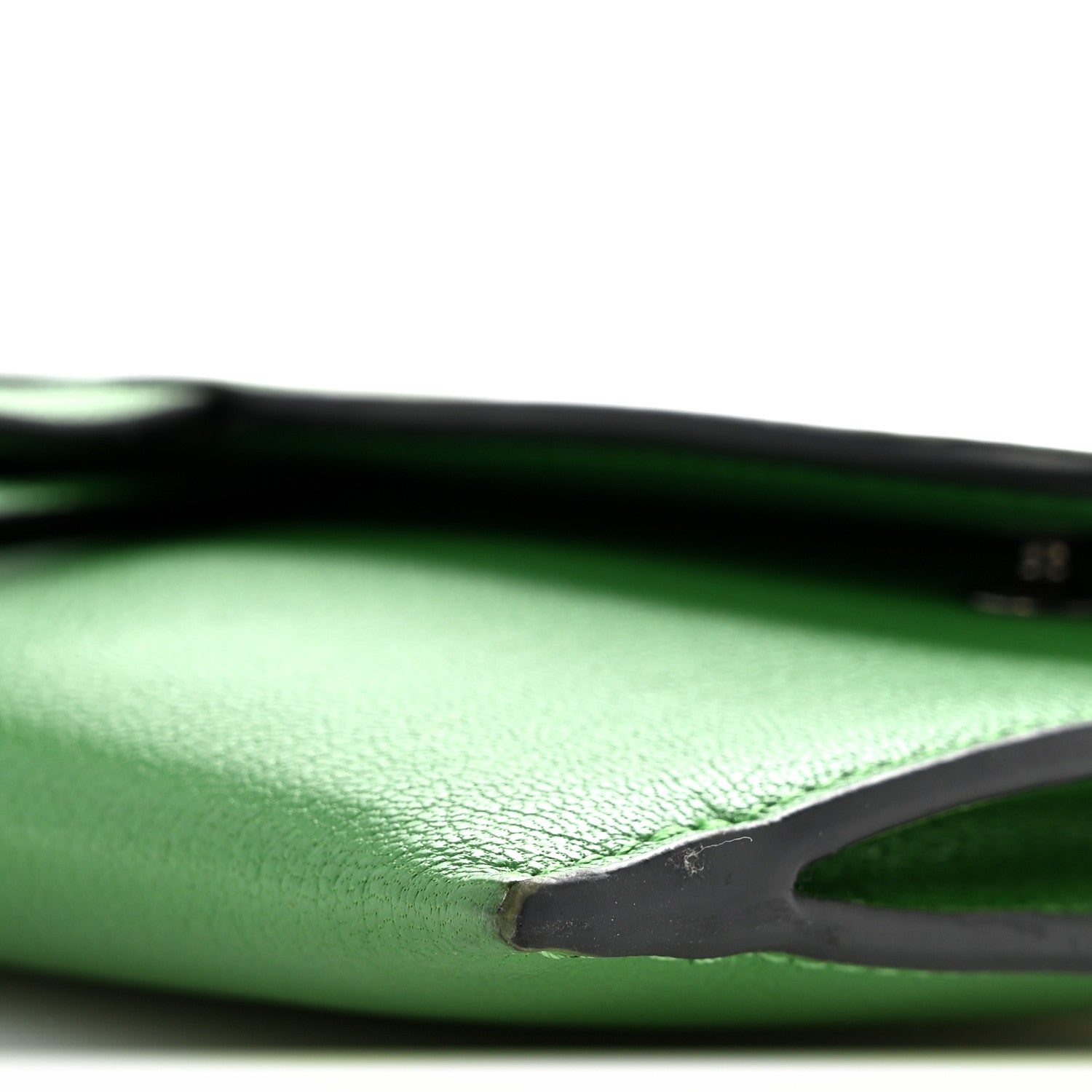 Goatskin Saddle Chain Wallet Pouch Bright Green
