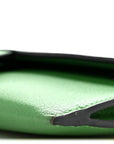 Goatskin Saddle Chain Wallet Pouch Bright Green