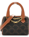 Triomphe Canvas Calfskin Mini Boston Bag Tan