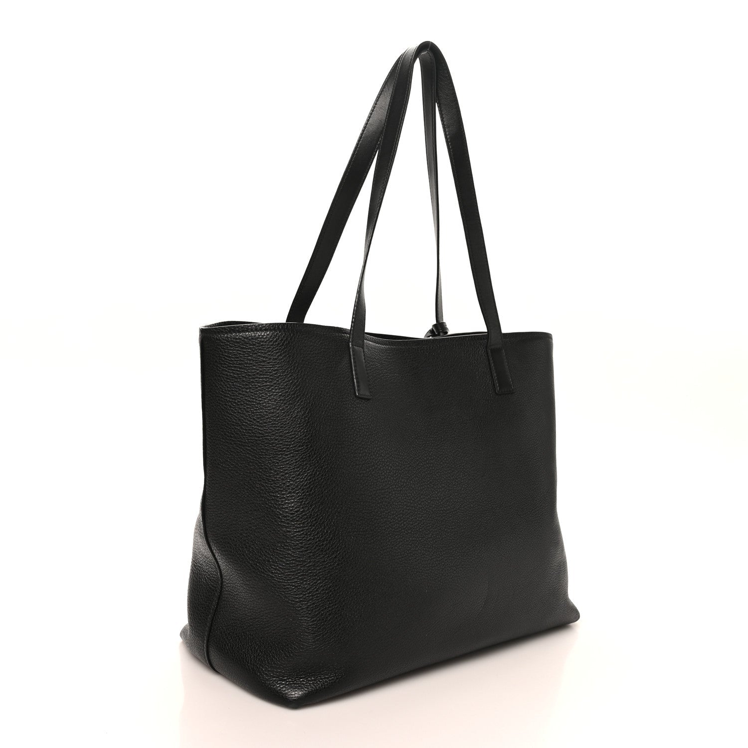 Vitello Daino Pocket Shopping Tote Black