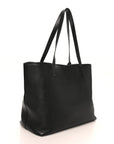 Vitello Daino Pocket Shopping Tote Black