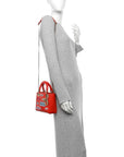 Calfskin Beaded Mini Lady D1OR Rouge Multicolor