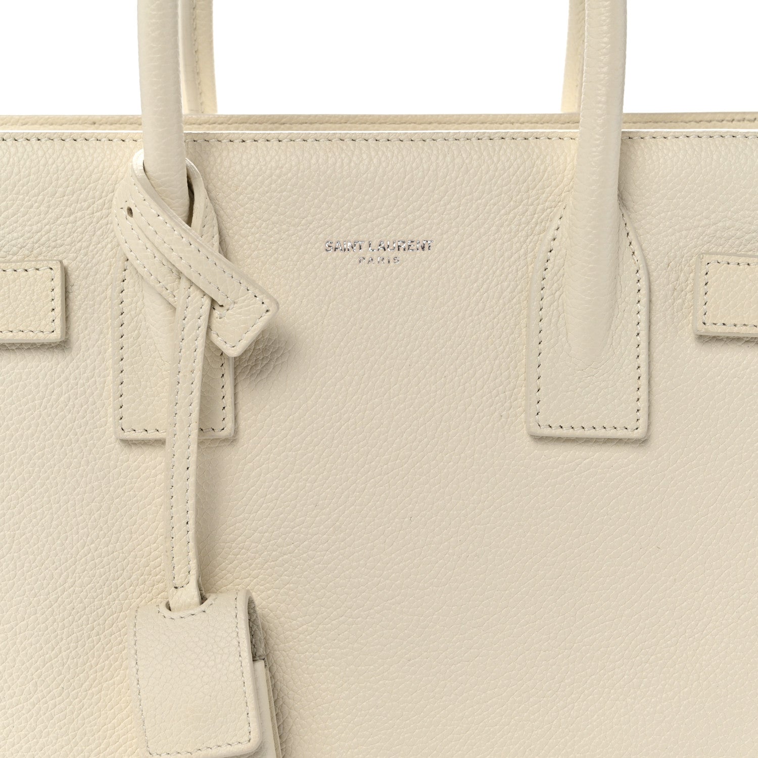 Grained Calfskin Baby Sac De Jour White