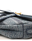 Oblique Embroidered Saddle Bag Denim Blue