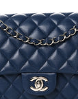 Caviar Quilted Medium Double Flap Navy