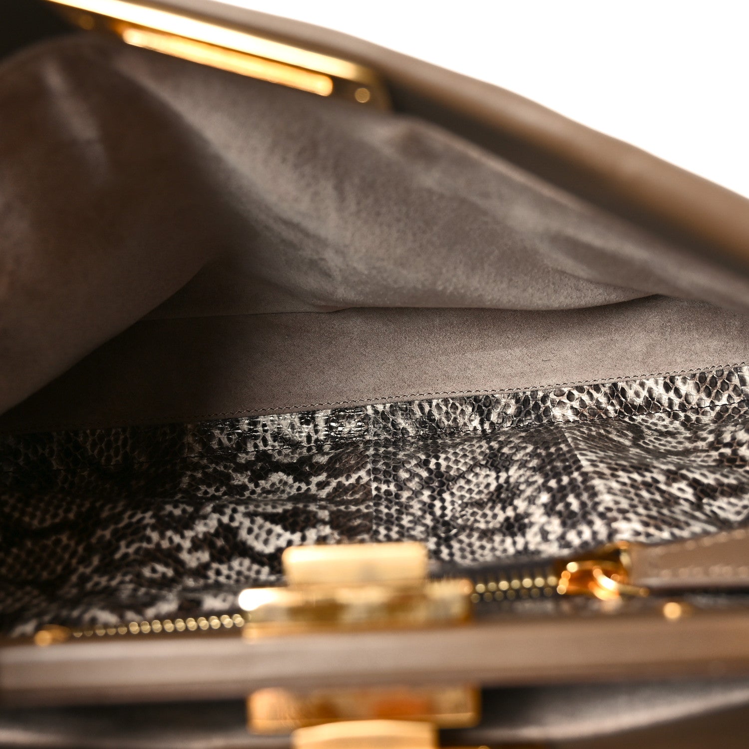 Vitello Morgan Snakeskin Medium Peekaboo Iconic Satchel Foresta