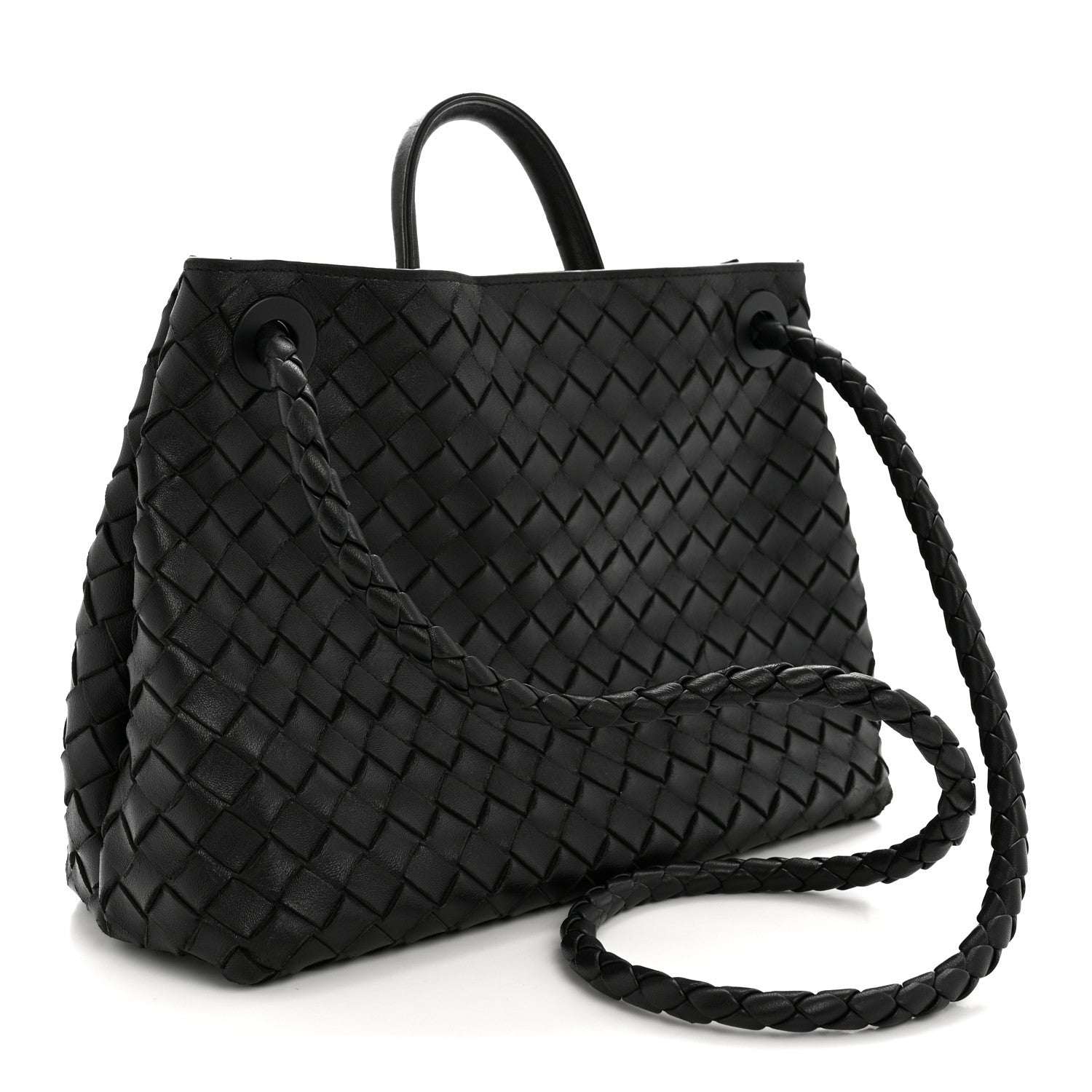 Nappa Intrecciato Medium Andiamo Shoulder Bag Black