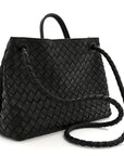 Nappa Intrecciato Medium Andiamo Shoulder Bag Black