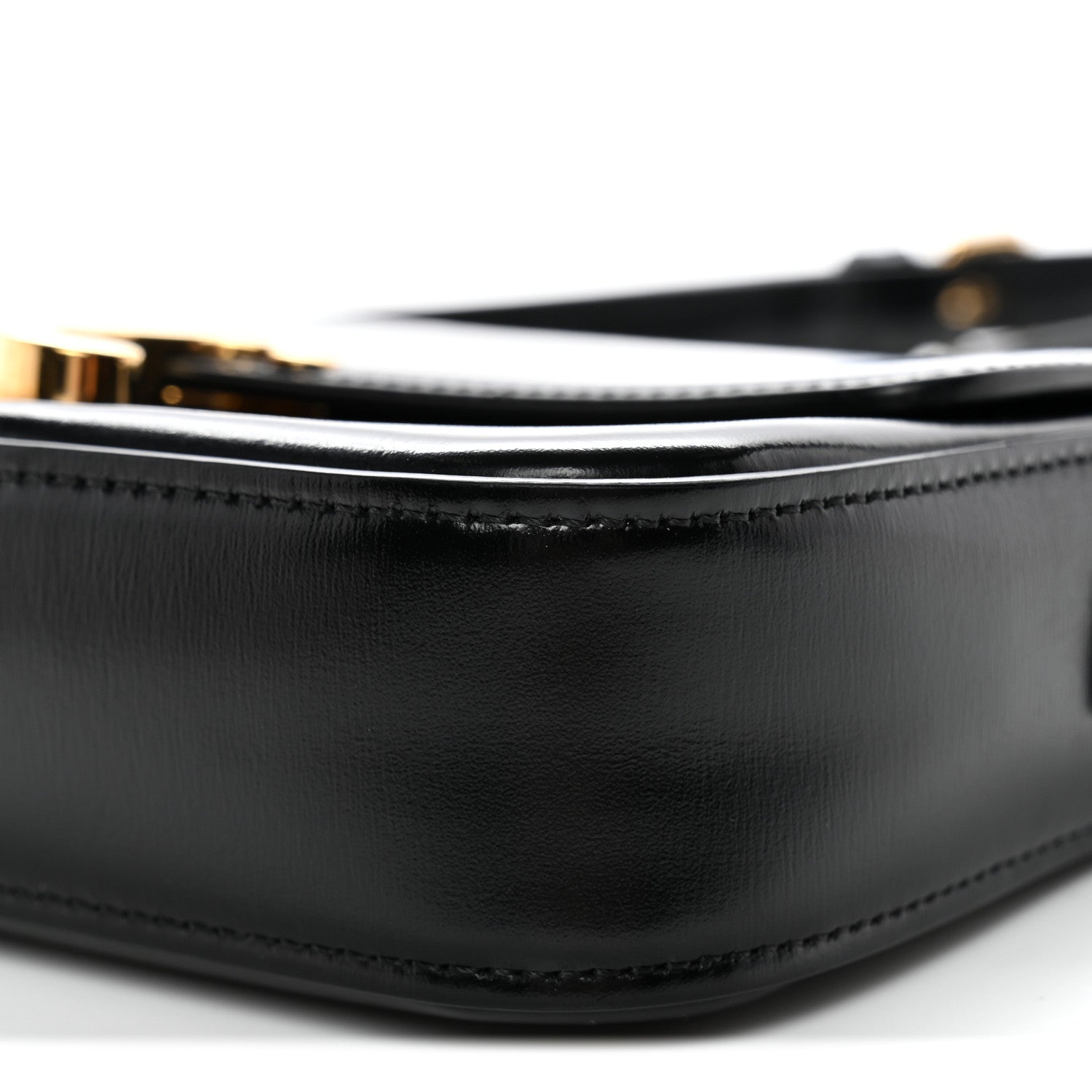 Shiny Calfskin Triomphe Shoulder Bag Black