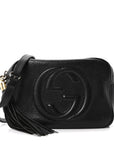 Pebbled Calfskin Small Soho Disco Bag Black