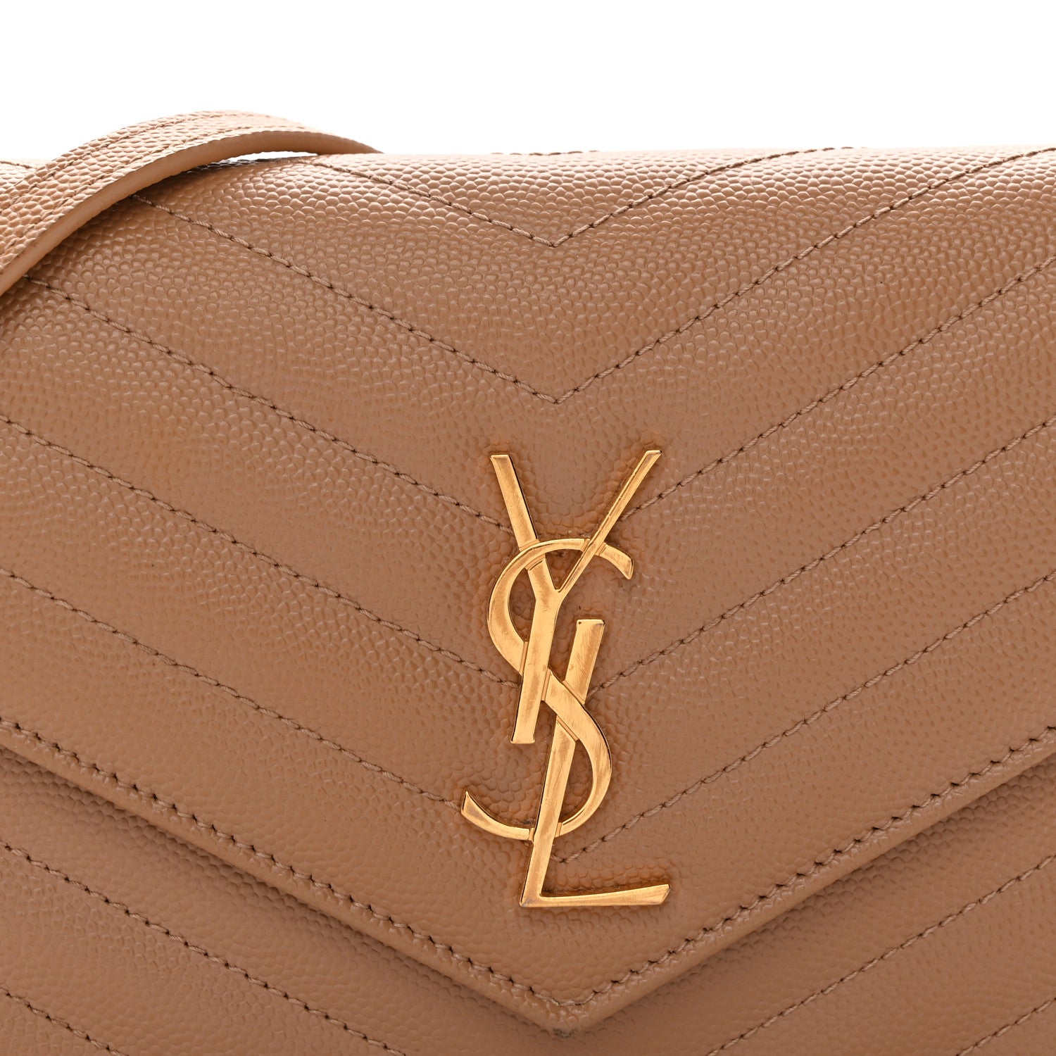 Grain De Poudre Matelasse Chevron Monogram Envelope Chain Wallet Cork