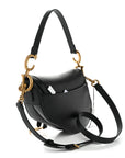 Grained Calfskin Saddle Bag With Strap Black