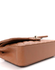 Lambskin Quilted Medium Double Flap Brown