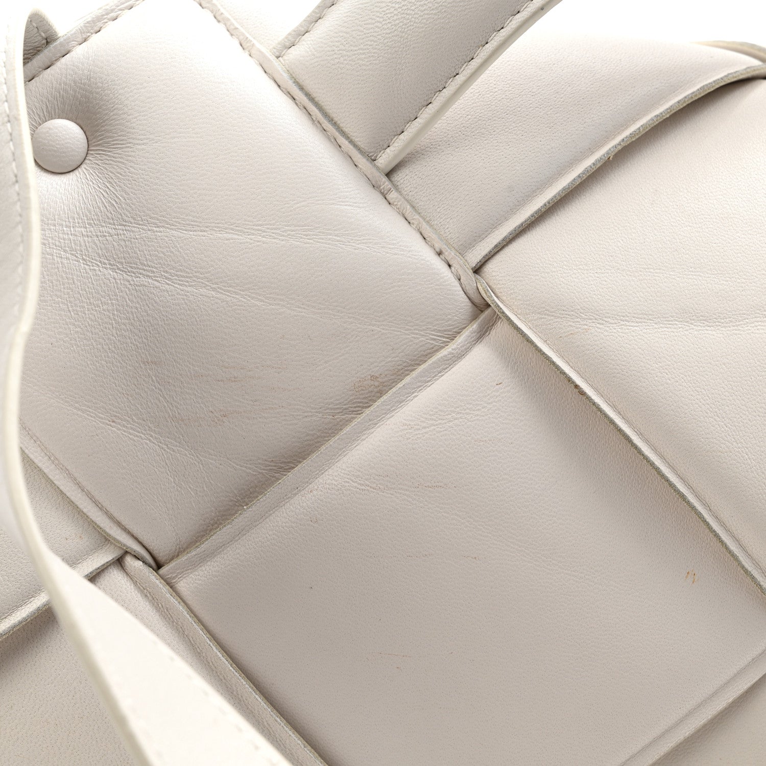 Nappa Intreccio Padded Top Handle Shoulder Bag White