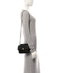 Calfskin Quilted Top Handle Flap Black
