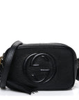 Pebbled Calfskin Small Soho Disco Bag Black