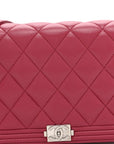 Lambskin Quilted Boy Wallet On Chain WOC Dark Fuchsia