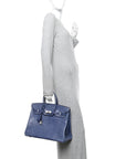 Matte Porosus Crocodile 18K White Gold Diamond Birkin 35 Bleu Brighton