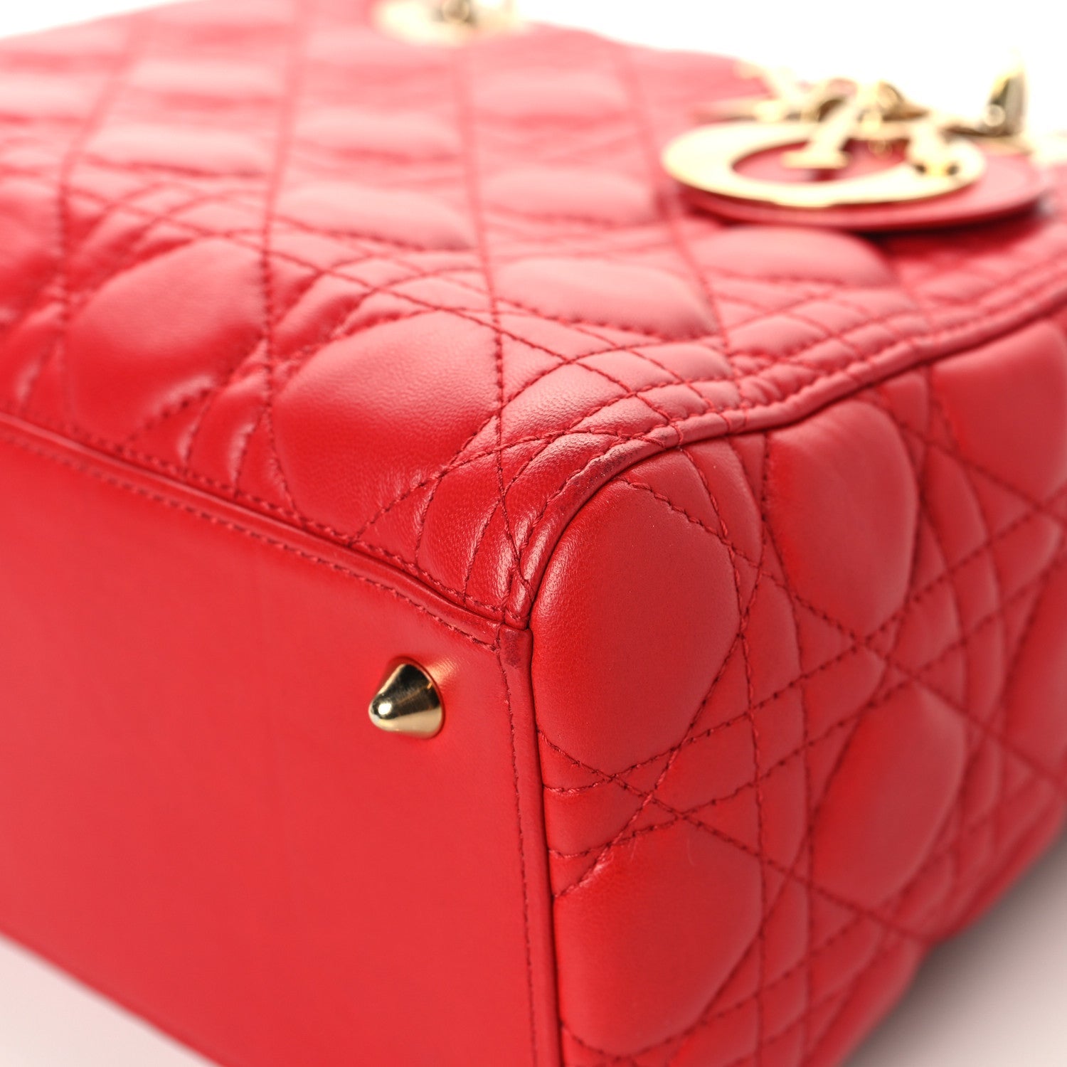 Lambskin Cannage Medium Lady D1OR Red