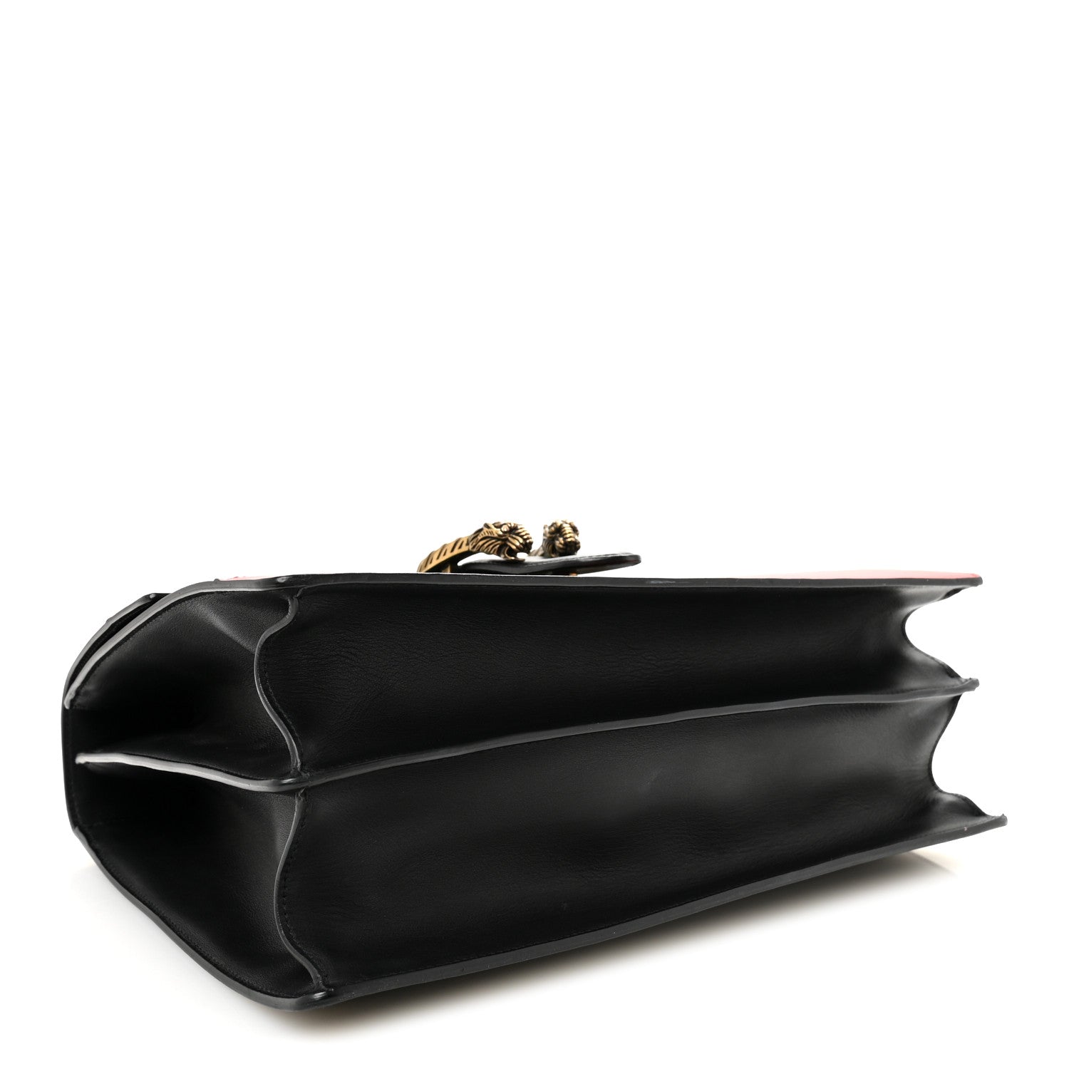 Calfskin Bamboo Web Large Dionysus Top Handle Bag Black Bright Evergreen Hibiscus Red