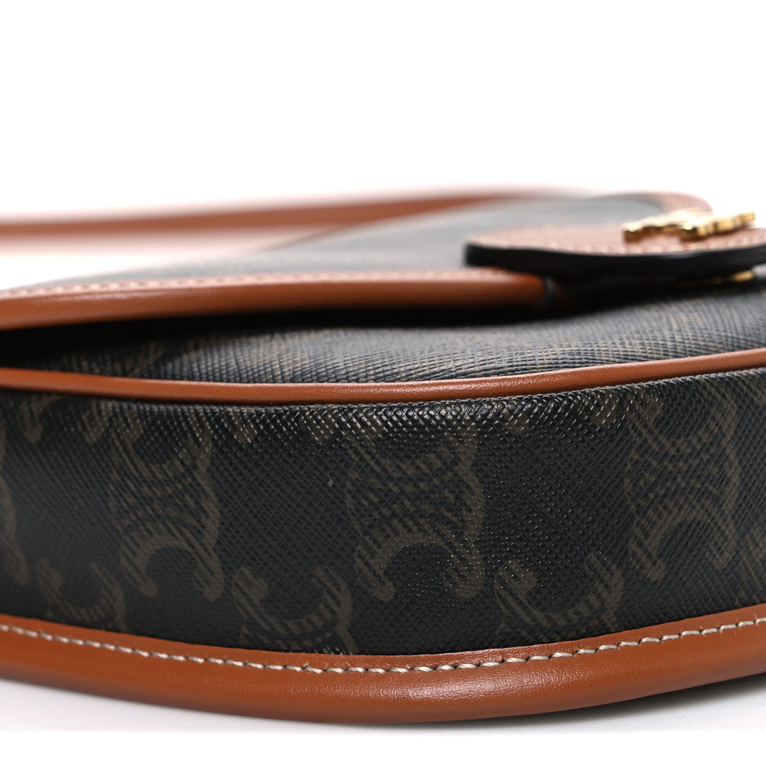 Canvas Calfskin Triomphe Mini Besace Tan