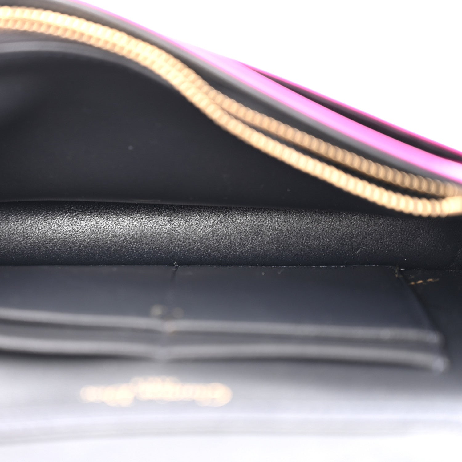 Metallic Patent Micro-Cannage D1ORama Wallet on Chain Pouch Pink