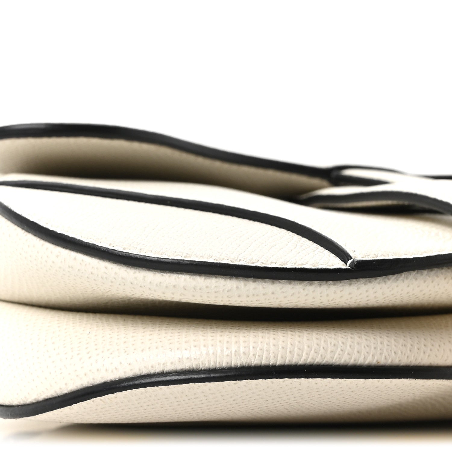 Grained Calfskin Mini Saddle Bag White